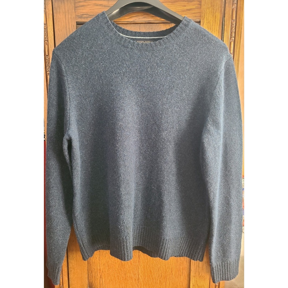 Banana Republic Mens XL Wool Cashmere Angora Luxury Winter Blend Sweater Blue